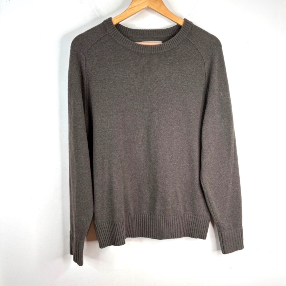 Everlane Cashmere Wool Crewneck Sweater S READ Brown Boxy Quiet Luxury Preppy